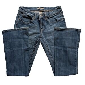 Vtg. Y2K Refuge Jeans Women's 5S Blue Low Rise Flare Leg Faded Grunge Denim EUC